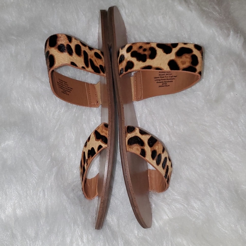 J. CREW S. 10 Leather Leopard Design Sandals